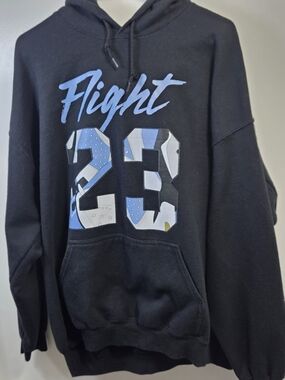Grail Tees Mens XL Hoodie Flight 23 Sneaker Match UNC Blue Boxy Retro 90s Style